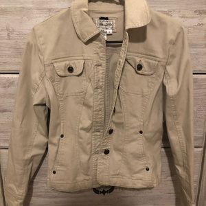 tan denim jacket